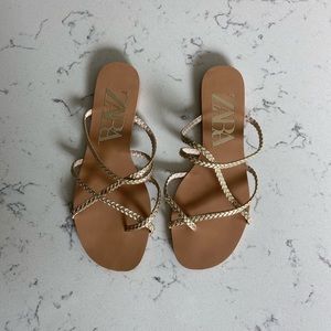 Zara Gold gladiator like sandals Sz 38